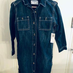 Old Navy girls blue jean dress new with tags size small -6
